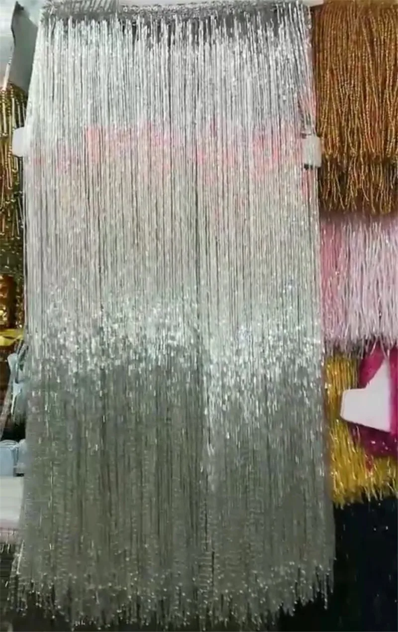 50 см длина Горячая Распродажа серебро бисерная бахрома ленточная отделка бахромы с бахромой кружевом кисточкой BZL-102525 для праздничное платье