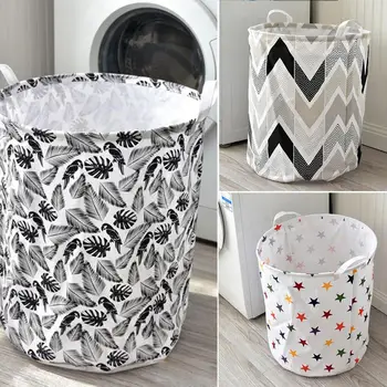 

Foldable Laundry Basket Canvas Storage Basket Barrel Creative Kids Organizer Storage Barrel Container Home Supplies