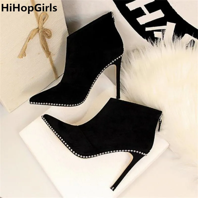 

HiHopGirls Autumn Winter Women Boots Retro Sexy Suede Pointed Martin Shoes Bare Boots Woman High Quality Comfortable Warm Shoes
