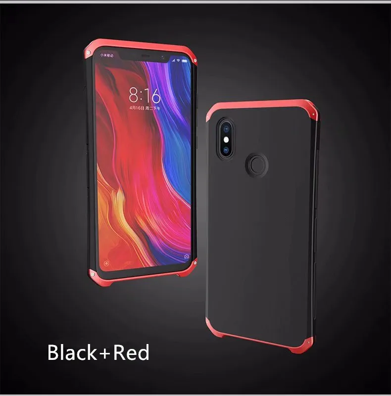 R-JUST защитный чехол для Xiaomi MI8 MI9 Mix2 Mix2s Redmi Note 5 Pro/6 Pro Note7 8 Pro металлический алюминиевый+ PC сверхпрочный противоударный чехол - Цвет: black red