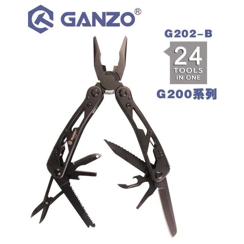 Ganzo G200 серии G202-B многофункциональные плоскогубцы 24 инструменты в одной руке Набор инструментов Набор отверток портативный складной нож Клещи из нержавеющей стали
