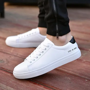 

New Student White Shoes Pu Leather Hard-Wearing And Non-Slip Low-Top White Shoes Men'S Trend Breathable Casual Men'S Shoes Male