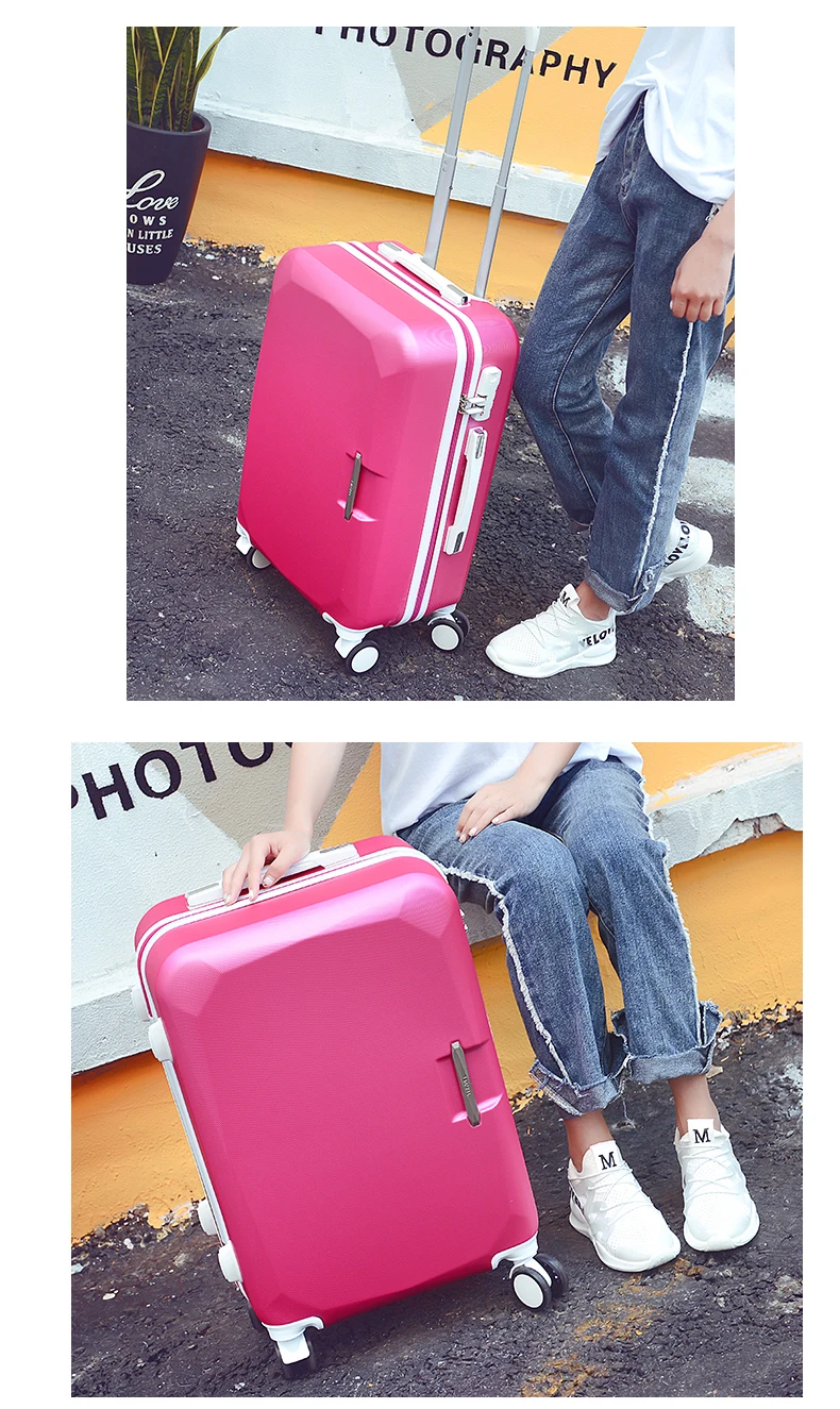 Популярный модный чемодан для женщин, Спиннер, чемодан для мужчин, дорожный Багаж на колесиках, Дамский чемодан на колесиках, косметичка