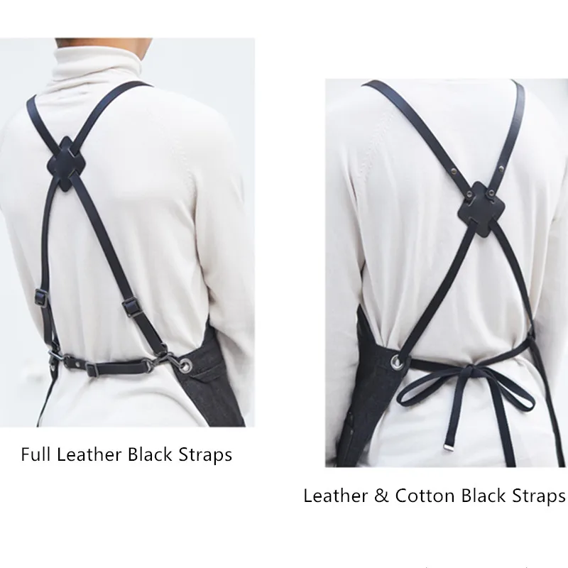 Black Denim Split Leg Apron D97-4