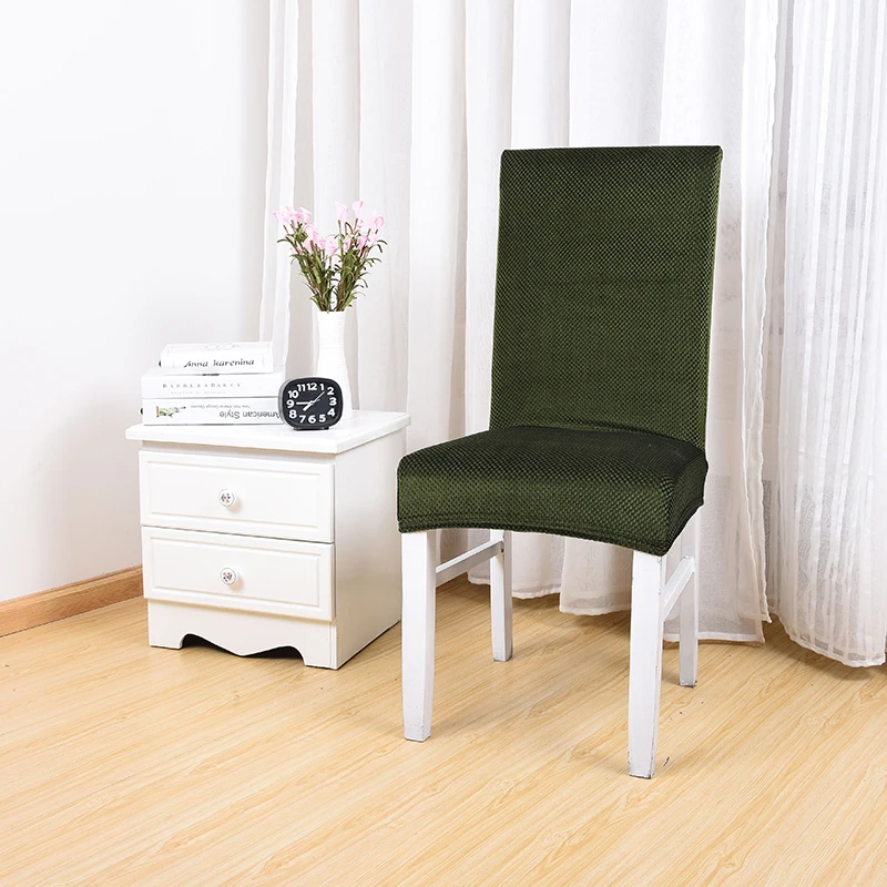 Dark Green Solid Color Spandex Stretch Minimalist Chair Protective