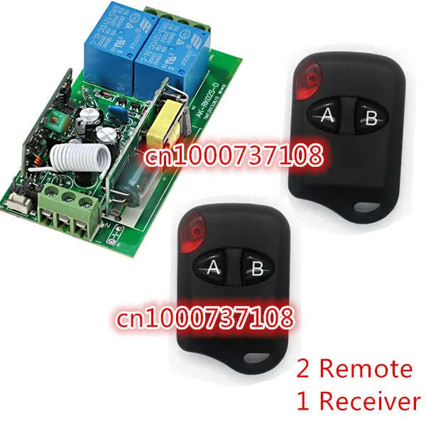 

220V 2CH Wireless Remote Control Switch Receiver Board & Transmitter Remote Controller 10A relay switch with CE &Plastic case
