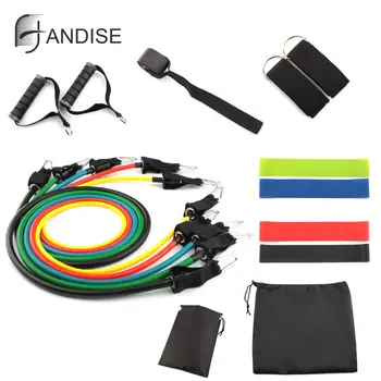 

11 Pcs/Set Latex Resistance Bands Crossfit Training Exercise Yoga Tubes Pull Rope,Rubber Expander Elastic Bands Fitness with Bag