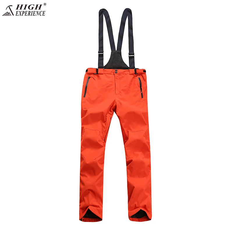 High Experience зима оранжевый лыжные брюки Снег Сноуборд Штаны Для мужчин подтяжки комбинезоны лыжные Штаны