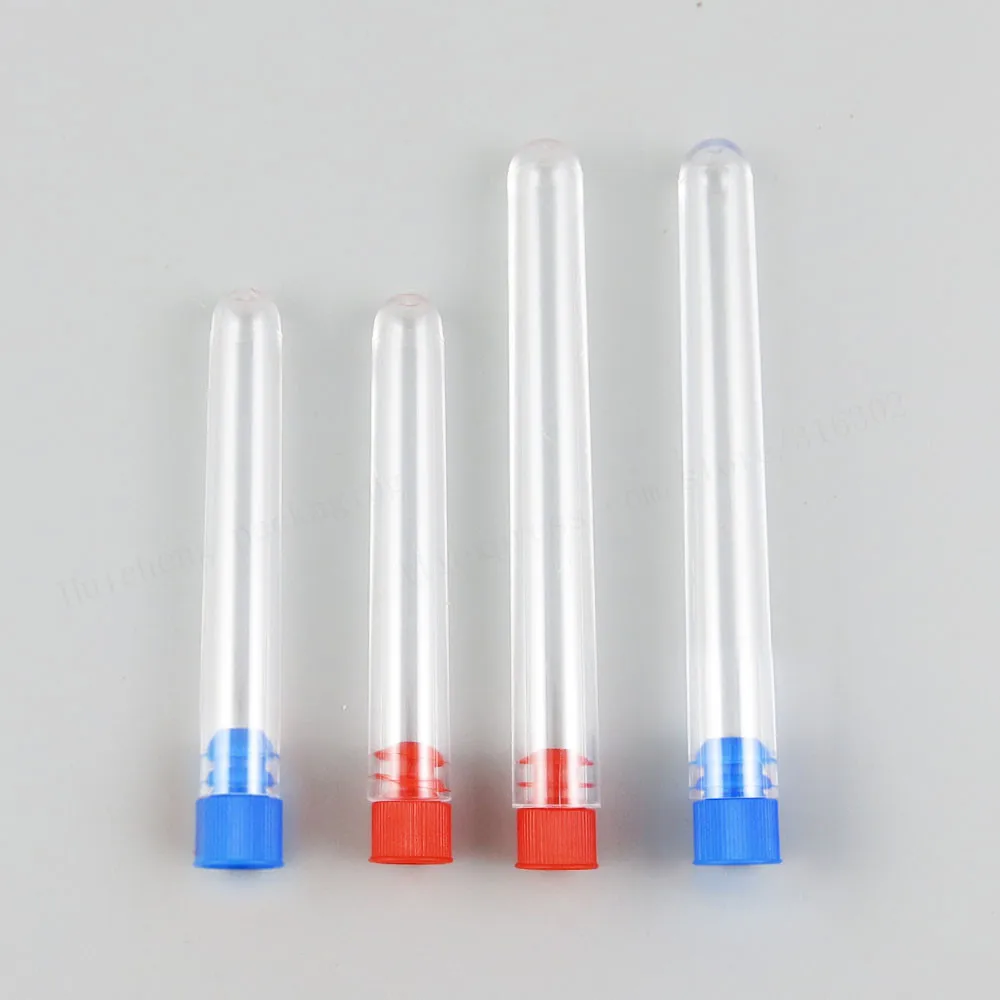 Refillable clear plastic tube with lids plugs 10ml Small plastic Test