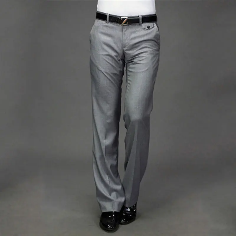2019 New Men's Flared Trousers Formal Pants Bell Bottom Pant Dance White Suit Pants Size 28-30 31 32 33 34 35 36 37