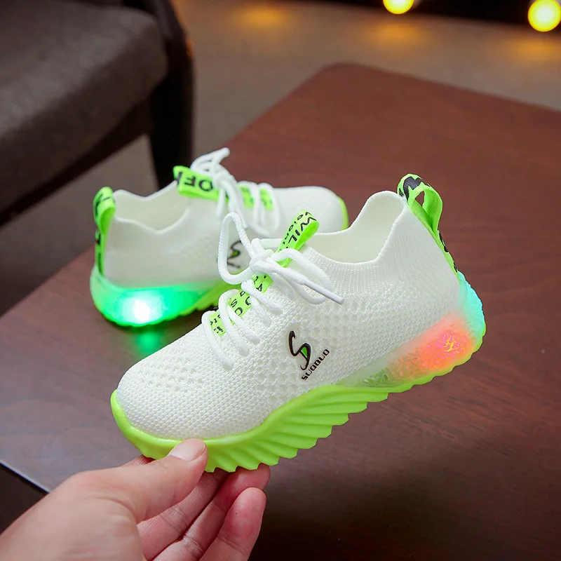 Davidyue led детские спортивные кроссовки для девочек и мальчиков детская светящаяся Повседневная сетчатая обувь tenis infantil детские светящиеся