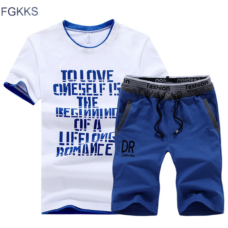 FGKKS 2018 Для мужчин s спортивный костюм Повседневное спортивные костюм Мода Для мужчин шорты комплекты Повседневная Верхняя одежда рубашка с