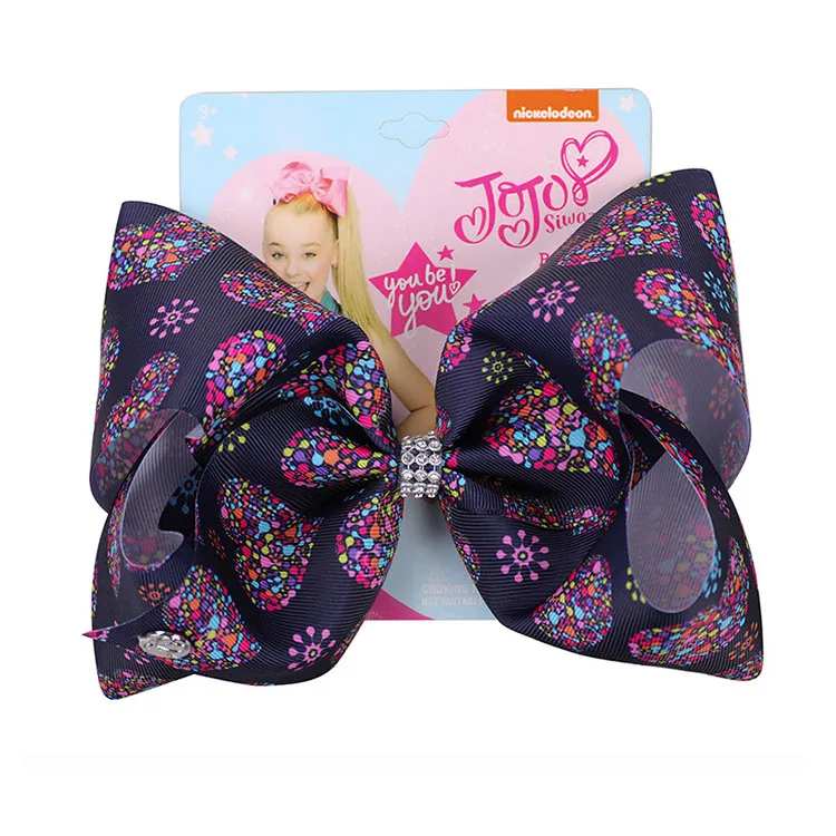 Jojo Siwa Grosgrain ленты большой 8 дюймов банты для волос ручной работы с аллигатором клип узор красивый подарок для детей головные уборы для девушек - Цвет: 18