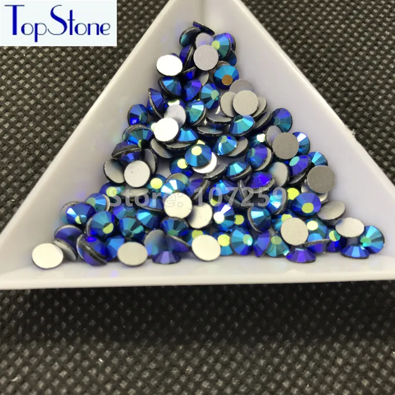 TopStone Изумрудный темно зеленый цвет AB Стандартный круглый стеклянный кристалл с