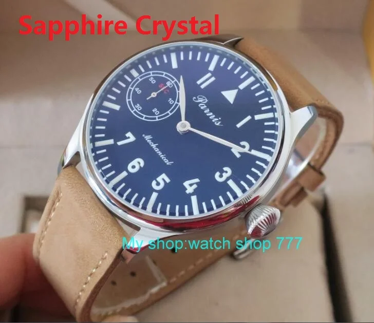 

Sapphire crystal 2016 new fashion 44mm PARNIS 6497/3600 Mechanical Hand Wind movement men's watch Mechanical watches v1