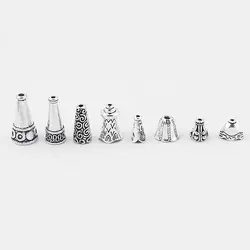 20 штук Модные ювелирные изделия из тибетского серебра кисточкой обжимной Кепки камень Бусины в форме чашек сплав концом, бусины Кепки