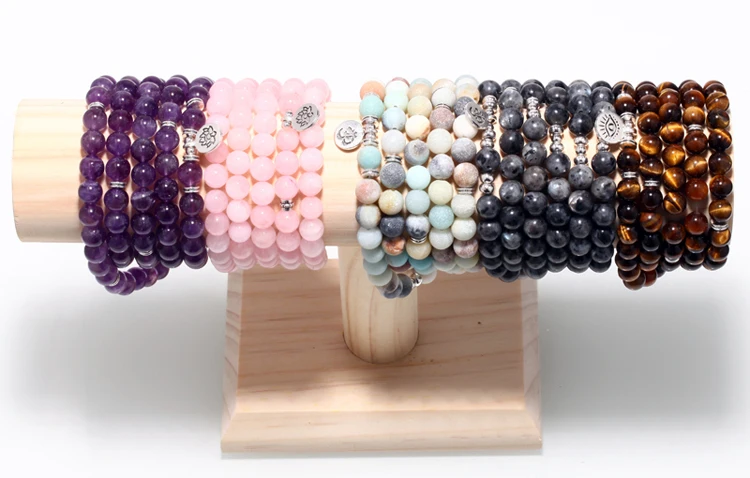 Mclroy, женский браслет с фиолетовым кристаллом, натуральный камень, 108 мала-йога, матовое ожерелье, Амазонит, ювелирное изделие, браслеты для женщин
