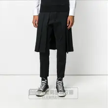 27-44 Для мужчин одежда стилист моды личности в стиле хип-хоп мужской Поддельные Комплект из двух предметов Девять Точка Штаны Большие размеры костюмы