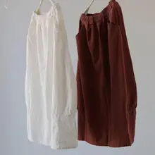 Весенняя винтажная оригинальная простая Плотная хлопковая льняная длинная юбка белого и красного цветов, однотонные женские юбки до середины икры