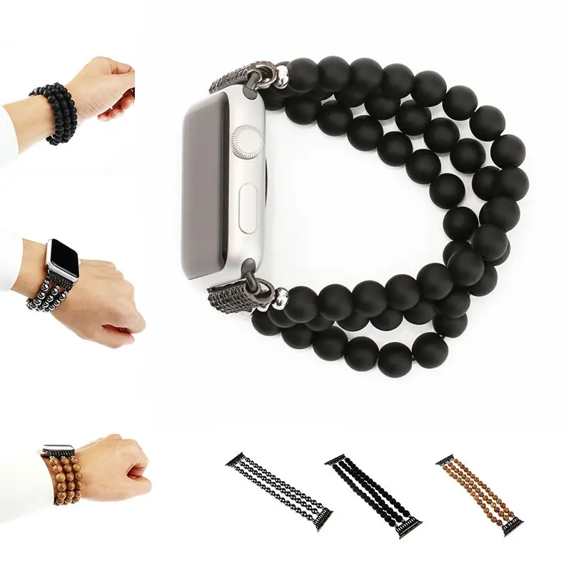 Prix pour URVOI bande pour apple watch série 1 2 de luxe bois/hematit conception avec spirale flexible cordon sangle pour iwatch de mode style poignet Prix pour URVOI bande pour apple watch série 1 2 de luxe bois/hematit conception avec spirale flexible cordon sangle pour iwatch de mode style poignet
