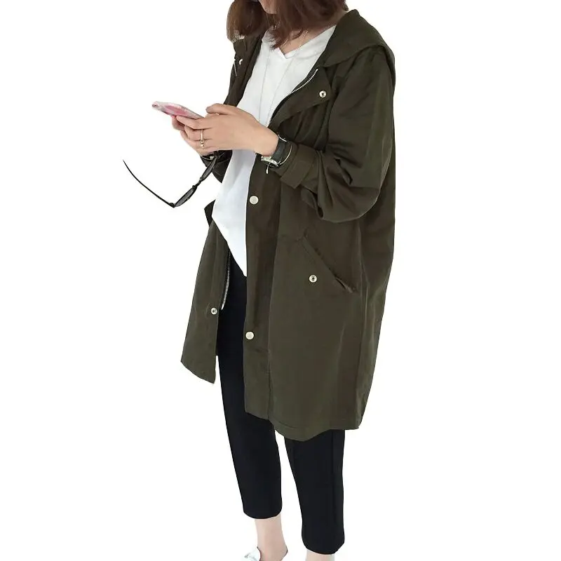 

Spring basic jackets Autumn Fashion Hooded Windbreaker jacket women Pocket Zipper Hooded Print Words bomber jacket coat