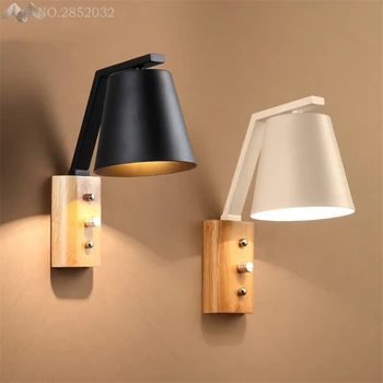 

Modern simple Nordic iron wall lamp wood wall lamps for living room aisle stairs bedroom bedside indoor home lighting fixtures