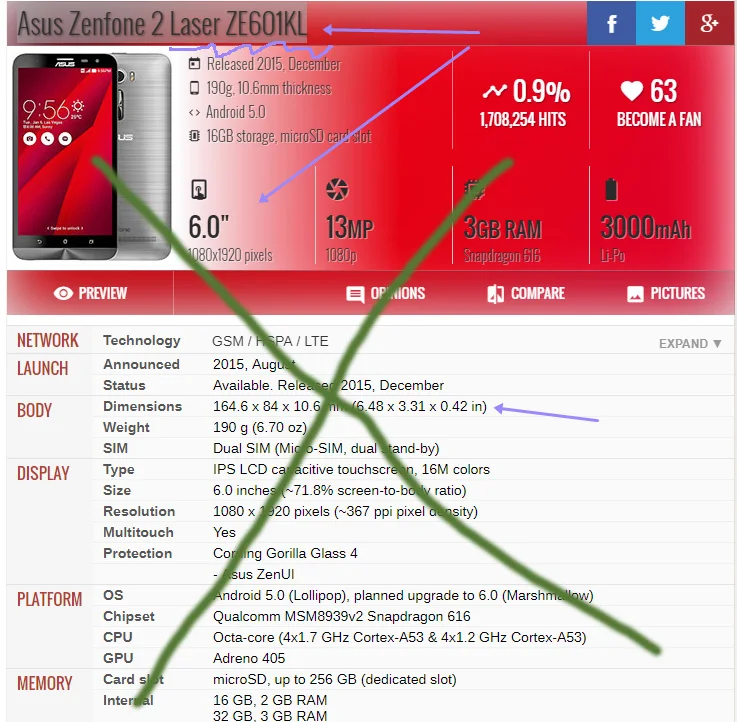 Asus Zenfone 2 Laser ZE601KL XXXXX