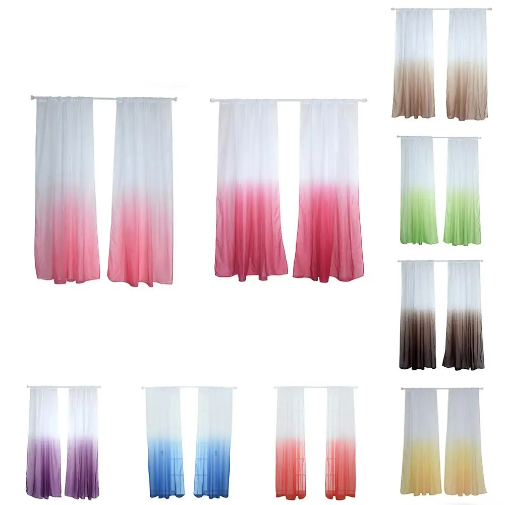 

HOT SALE! Modern Gradient Color Window Tulle Curtain Sheer Drape Valance Bedroom Decor Home Textile