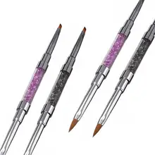 1 Pcs Double-sided Nail Art Care Tools Pen Gel Brush Handle Nail Art Crystal Pen Anti-slip handle soft hair Dropship feb23