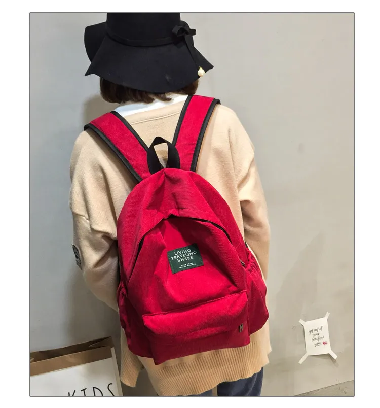 HTB11m3OJWSWBuNjSsrbq6y0mVXab Women Striped Corduroy Backpack Female Eco Simple Cloth Bag Large Capacity Vintage Travel Bags School Backpack for Teenage Girls