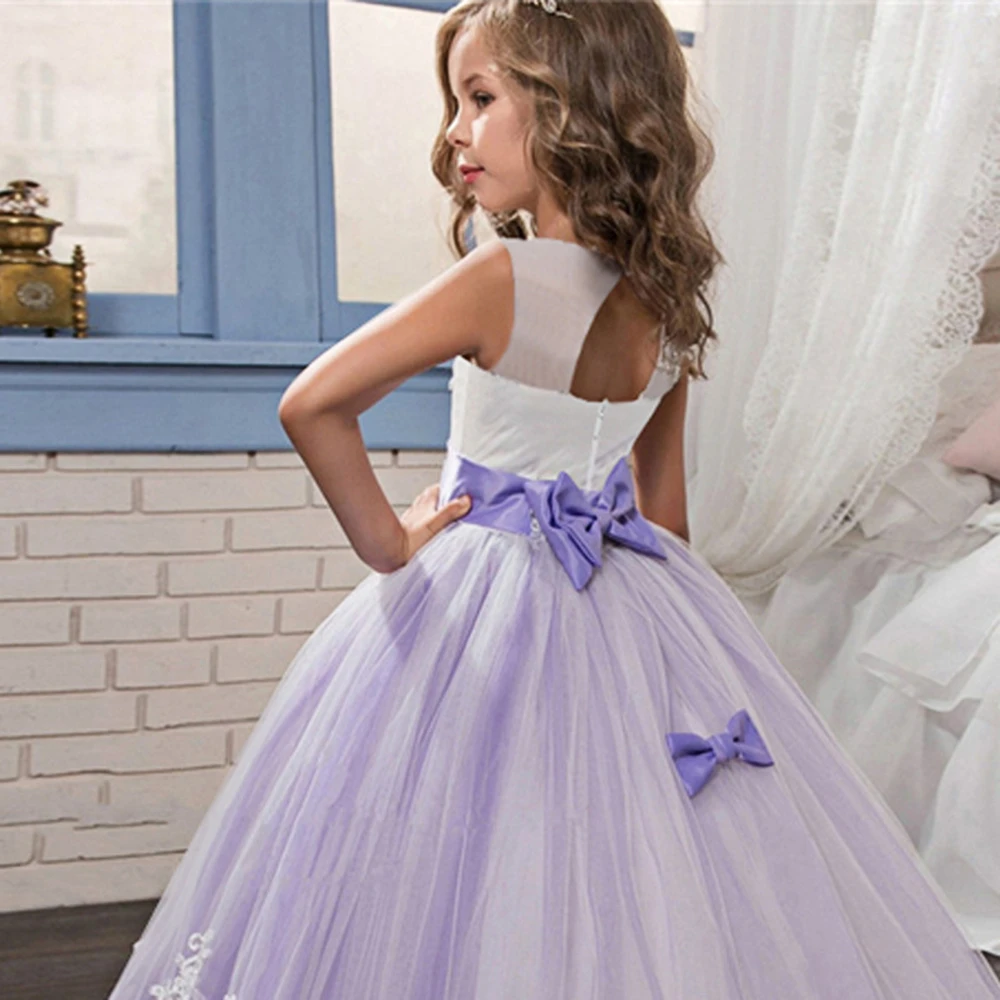 Платье принцессы для девочек-подростков; коллекция года; Детские торжественные свадебные платья; кружевные вечерние платья для торжеств; вечернее платье подружки невесты для детей