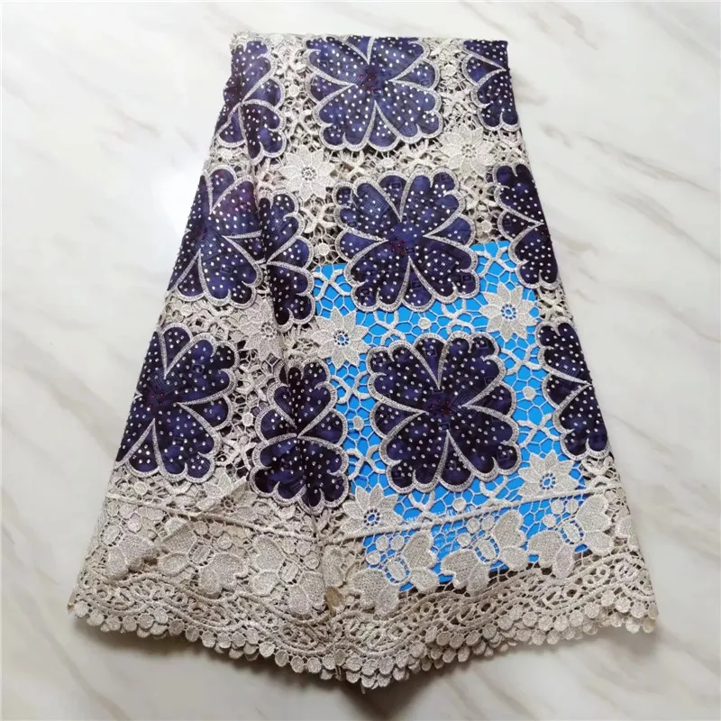 

lace fabric guipure laces fabrics with wax fabric and beads 2019 water soluble laces With stones dress 5yards/lot PL050536