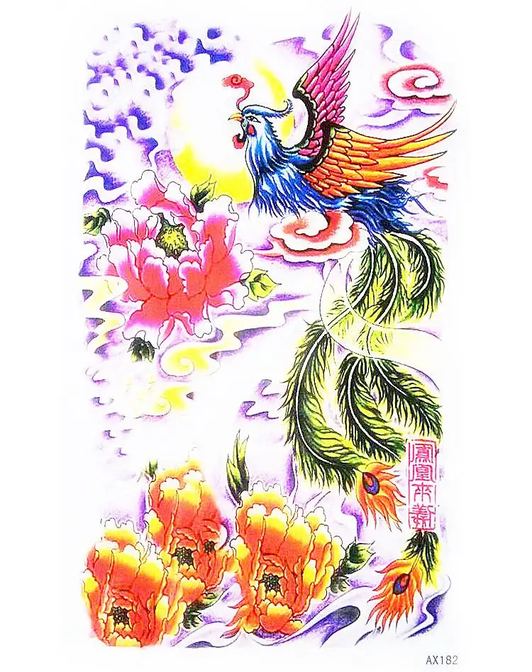Chinese Phoenix Bird Tattoo Stickers Auspicious Symbol Designs