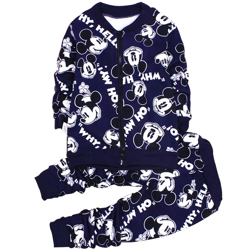 الأطفال الخريف الشتاء مجموعة الفتيان ميكي ميني سترة كامو الطفل البلوز الرياضية دعوى الطفل الفتيات عارضة الزي الاطفال رياضية