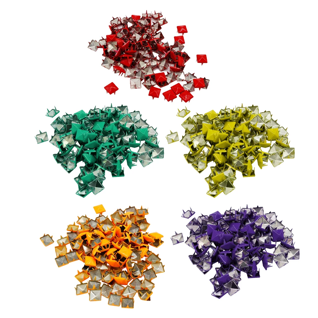 

100Pcs Metal Square Claw Buttons Stud Nail 4 Claws Rivets DIY Accessories for Sewing Leather Rivet Belt Crafts - 9mm