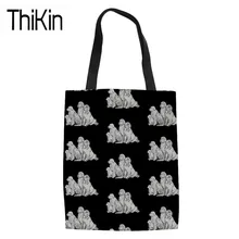 THIKIN большой емкости Сумки для покупок для женщин Newfoundland собак Печать холст сумка для женщин плеча шоппер хранения Эко сумки