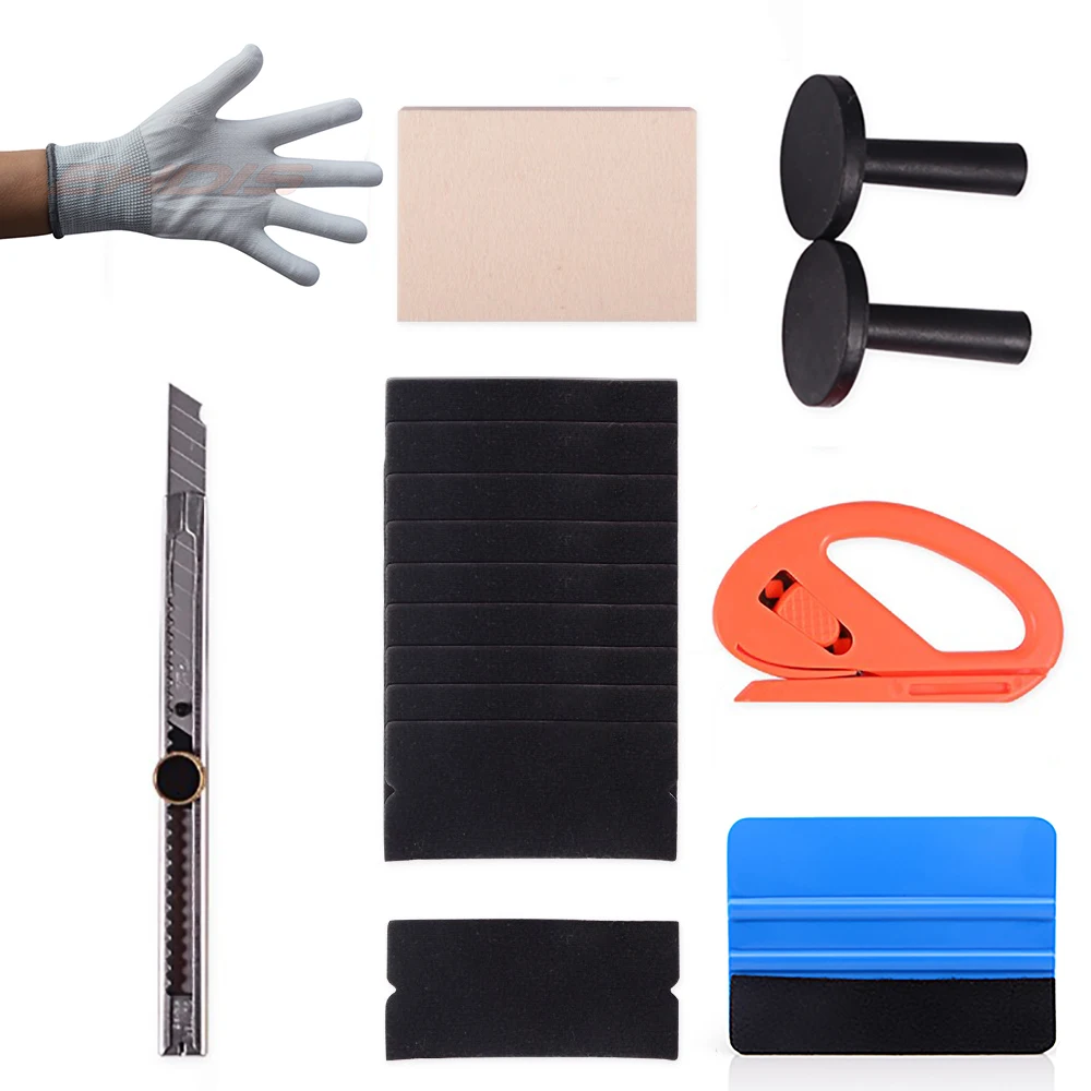 6Pcs Car Vinyl Wrap Application Kit Felt Edge Squeegee Zippy Cutter Window Tint