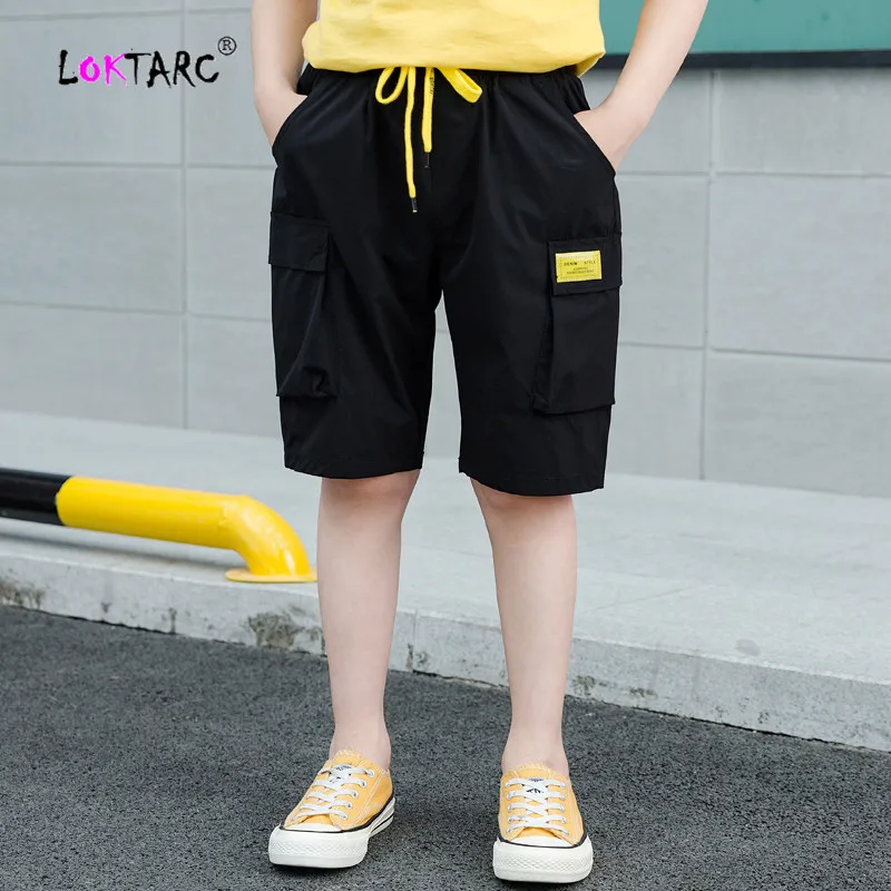 LOKTARC/шорты для мальчиков детские короткие штаны шорты-карго для маленьких мальчиков с несколькими карманами и завязками модные широкие брюки Cortos