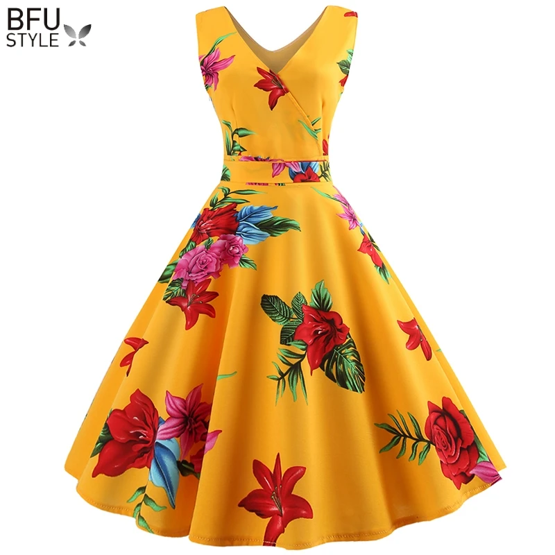 Summer Dresses Women 2020 Vintage Rockabilly Dress Jurken 60s 50s Retro