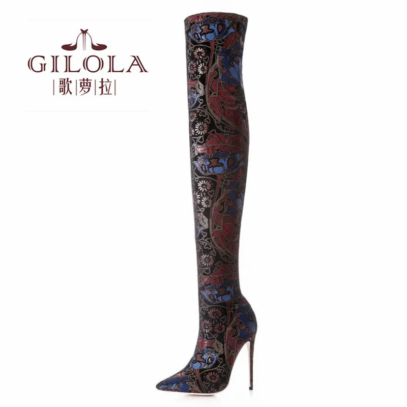 

GILOLA 12cm Super High Heels Over The Knee Women Boots Fashion Motorcycle Thin Heels Women Shoes Woman #Y0793535F