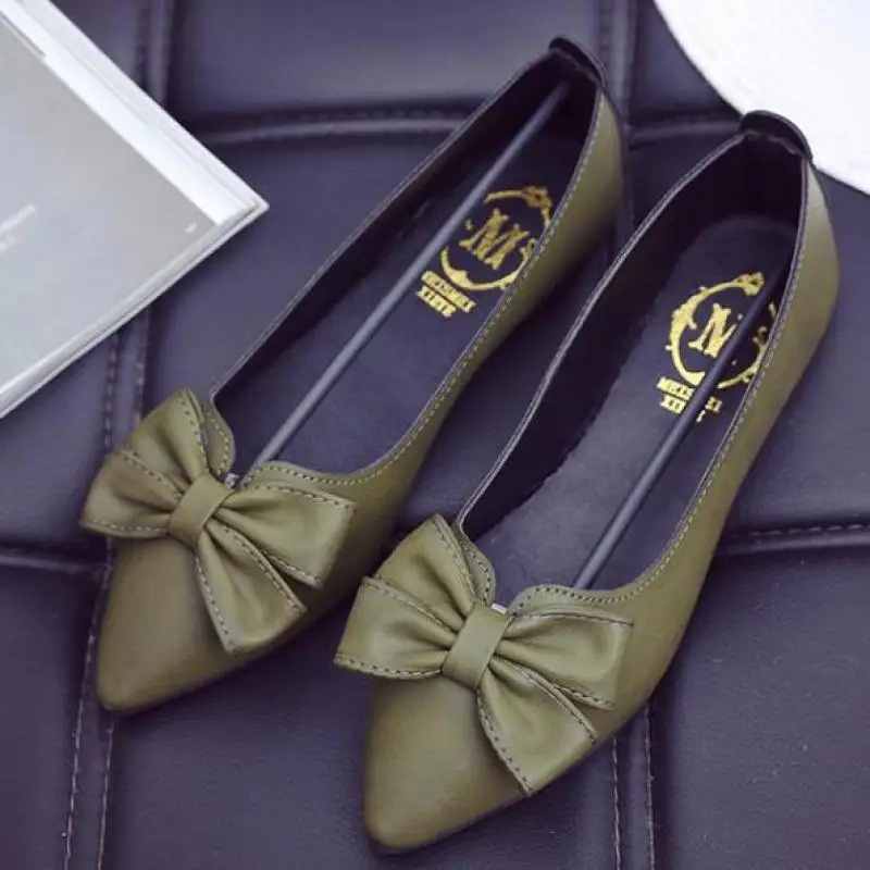 

Fashion Spring Summer Slip On Loafers Women Flat Bow Pointed Toe Boat Shoes Lazy Shoes Comfortable Ballet Flats 2018 New Arrival