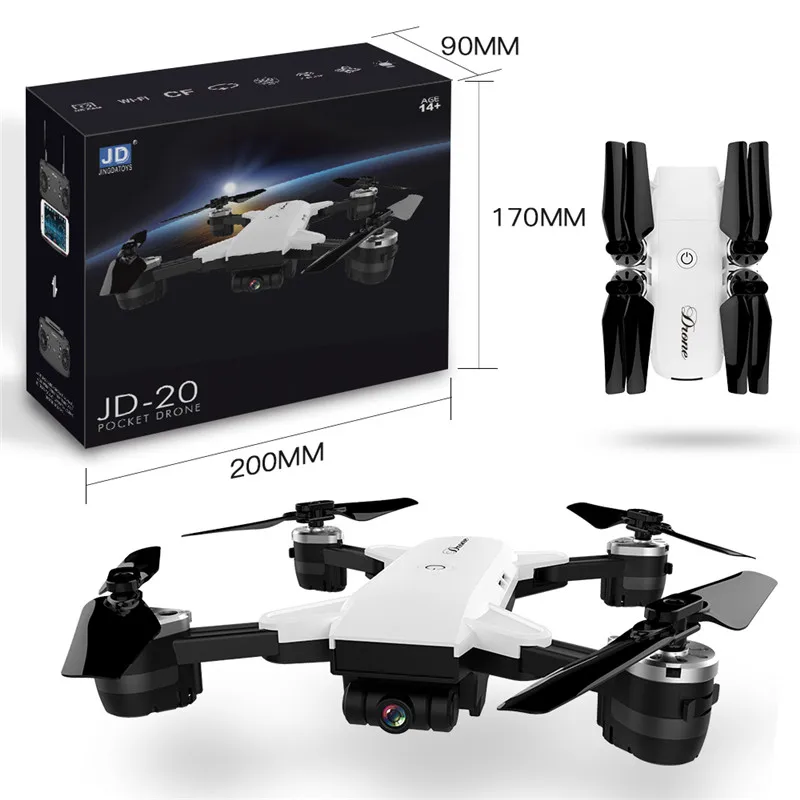 

Drones with camera hd JD-20 JD20 WIFI FPV With 2MP Wide Angle Camera High Hold Mode Foldable Arm RC Quadcopter RTF Selfie Drone