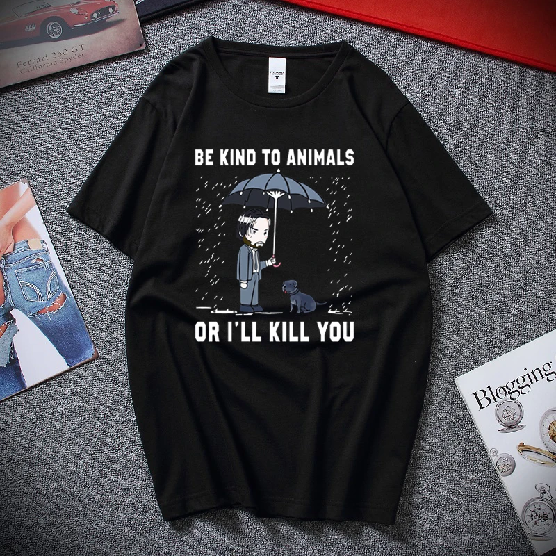 

Keanu Reeves Be Kind To Animals or I'll Kill You T Shirt Black Cotton Men Cool Casual pride t shirt men Unisex New Fashion