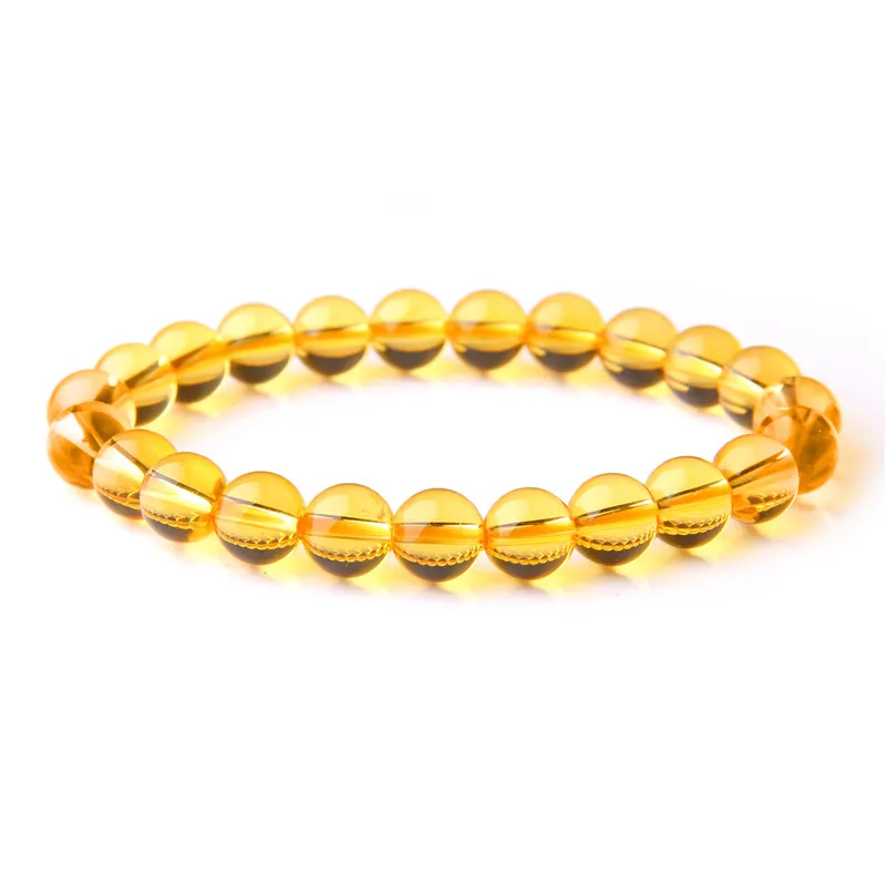 

Round Ball Beaded Bracelets Circle Stretch Natural A Citrines Yellow Crystal Quartz Stone Wristband Bracelets Women Gifts
