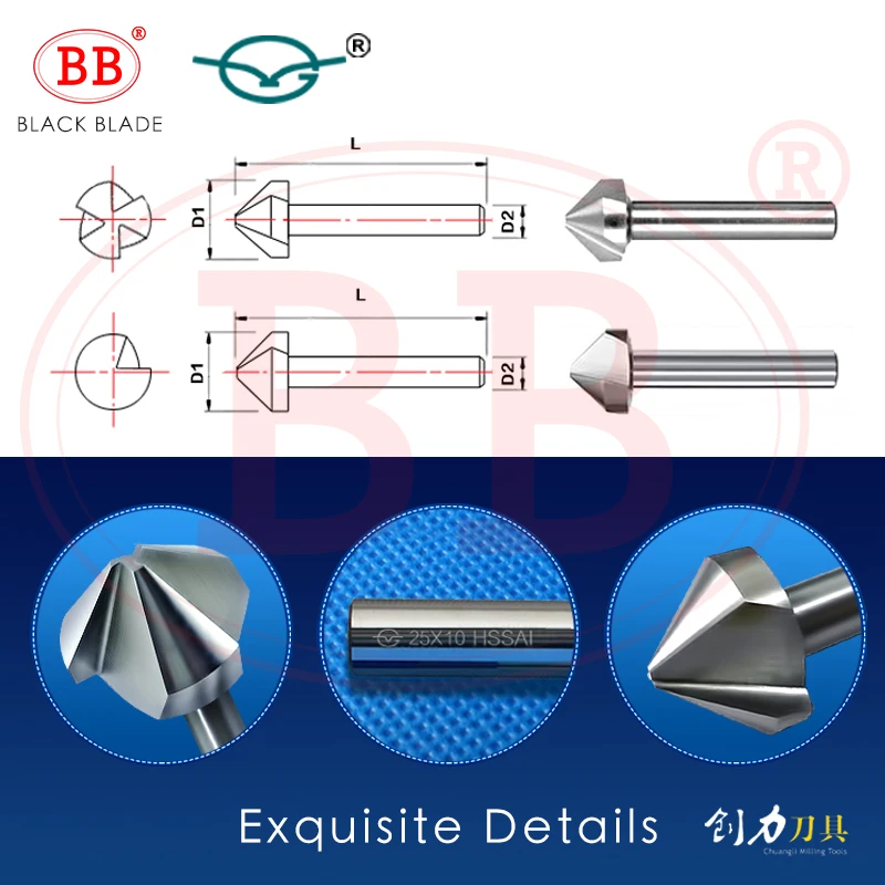 BB 90 градусов Зенковка фаски фрезерный инструмент V ядро Сверло HSS 1 3 Флейта Металл фаска CutterOrifice Роза расширитель бухта