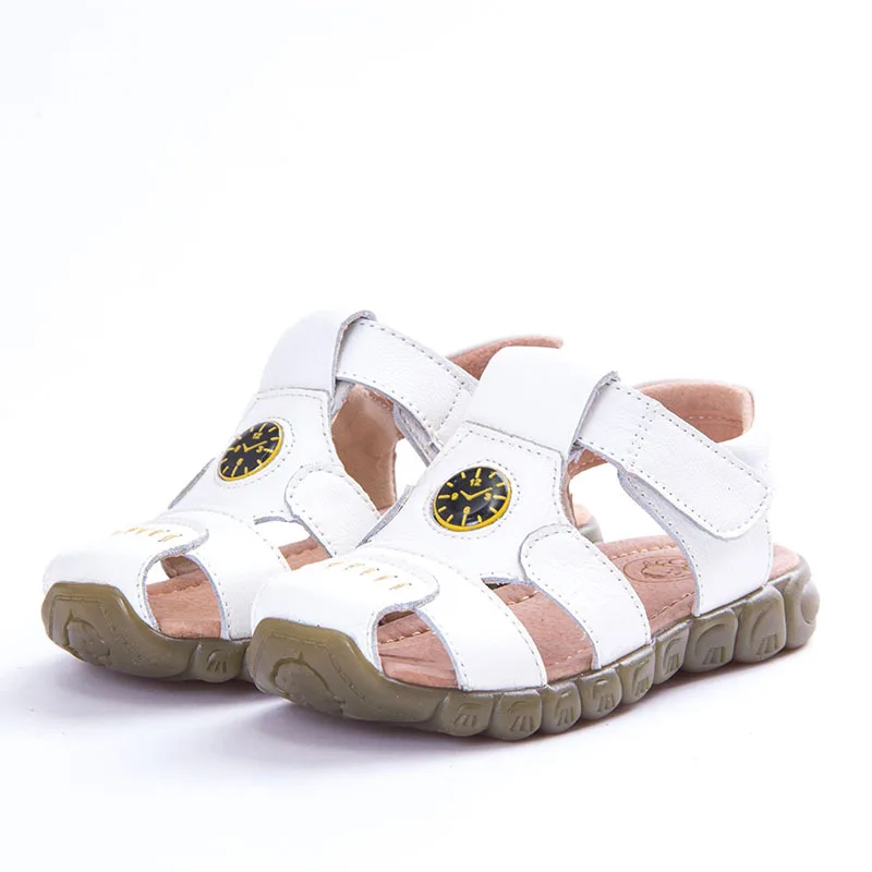 Genuine Leather Baby boys Sandal Children Boy Shoes Student Teenager Cowhide Sandals Kids Beach Shoes Brown Yellow White Black