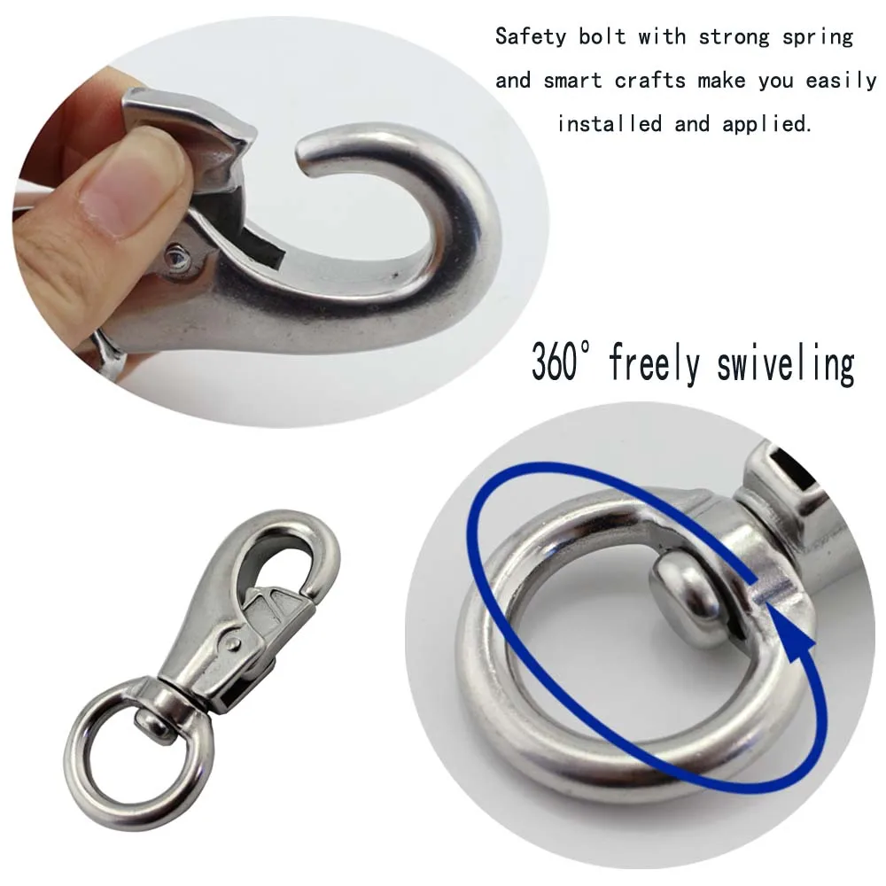 5PCS 304 Stainless Steel Swivel Spring Safety Snap Hook 69mm 88mm