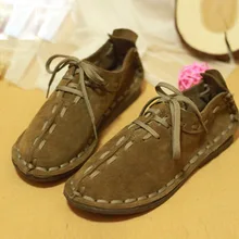 EUR Size 35-43 Shoes Woman Single Shoe New Spring Fashion Cow Muscle Outsole Comfortable Women Flats Genuine Leather Moccasins
