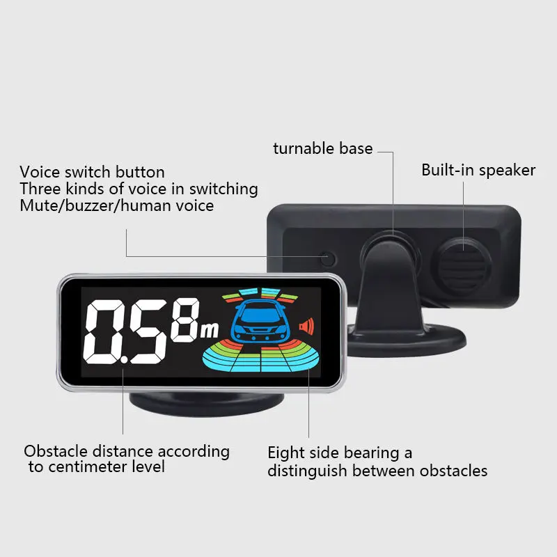 US $47.00 8Parking Sensor Parktronic Car Automobile Reversing Radar Electronics Auto Detector Backing Assistance Kit Voice Buzzer