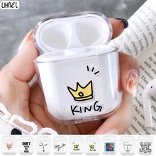 Прозрачный чехол из поликарбоната для Airpods King queen, милые Мультяшные наушники, защитный чехол, водонепроницаемый чехол для iphone 7 8, аксессуары для гарнитуры